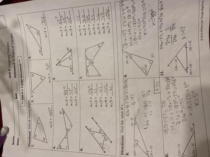 Unit 4 test congruent triangles