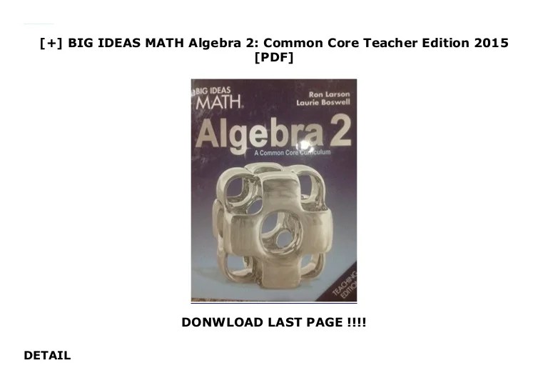 Big ideas math algebra 2 answer key pdf