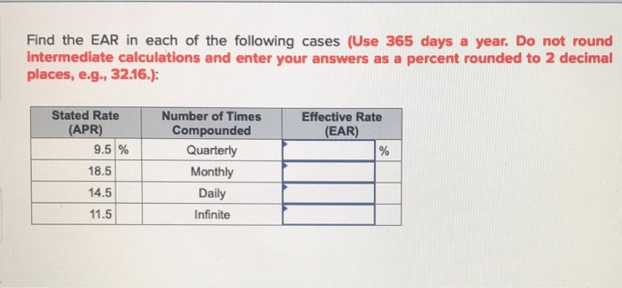 Find the ear in each of the following cases