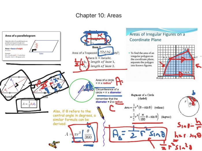 Chapter 10 review geometry answer key